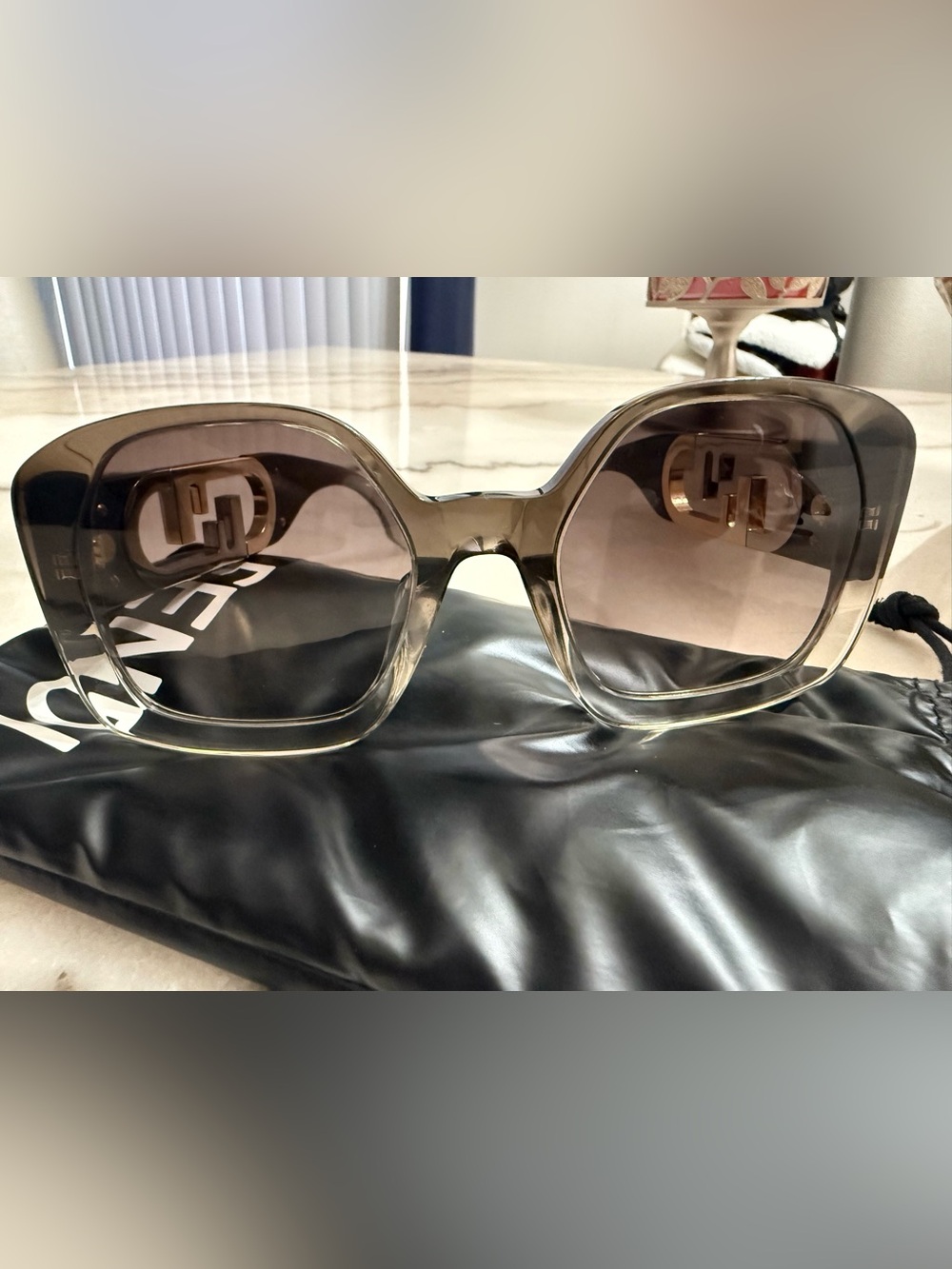 Fendi Oversized Women's Sunglasses - Taupe Gradient
